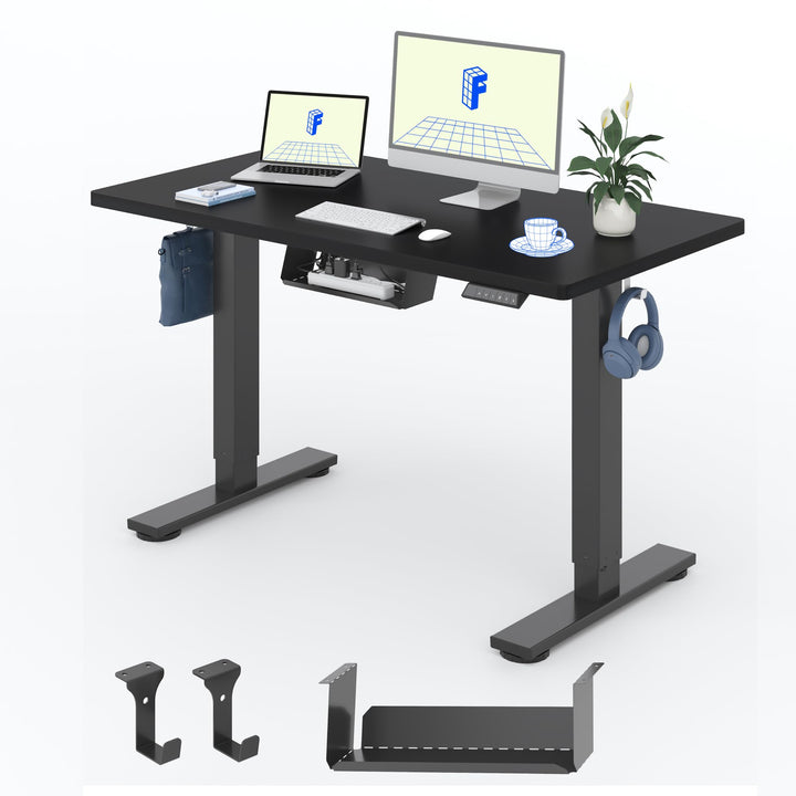 E1 Standing Desk with memory panel, electric height adjustable, black finish