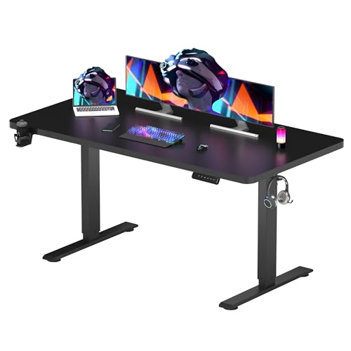 Height Adjustable Standing Desk 140x60cm - Black Electric Desk with Memory Panel