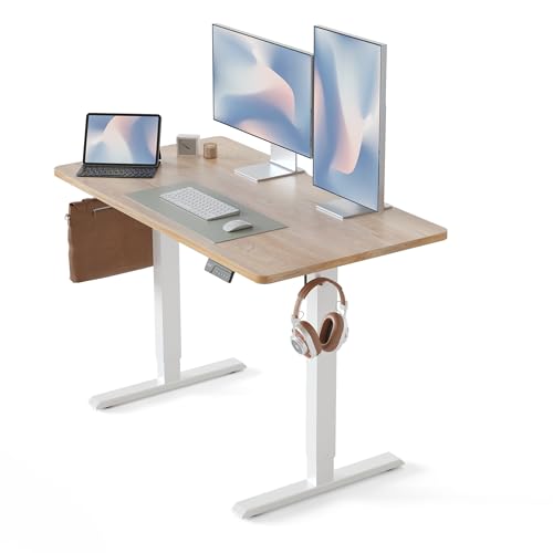 Electric Height Adjustable Standing Desk - 60x100cm Oak Wood Grain Surface