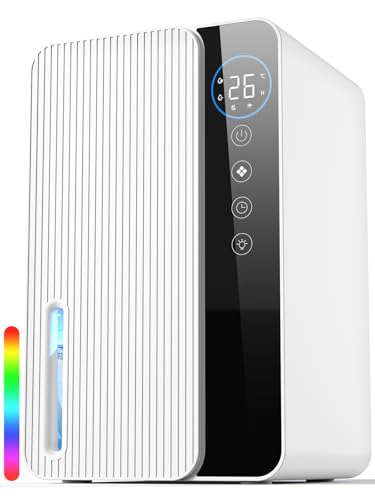 1.8L Quiet Portable Dehumidifier - 650ml/Day, Timer, Auto Shut Off, RGB Light