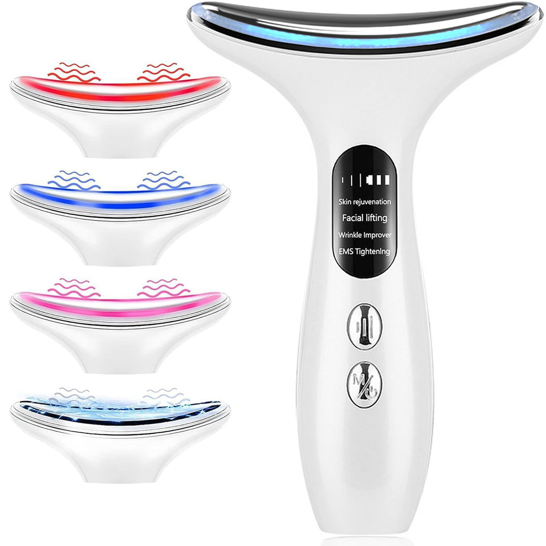 Facial massager device with red light therapy