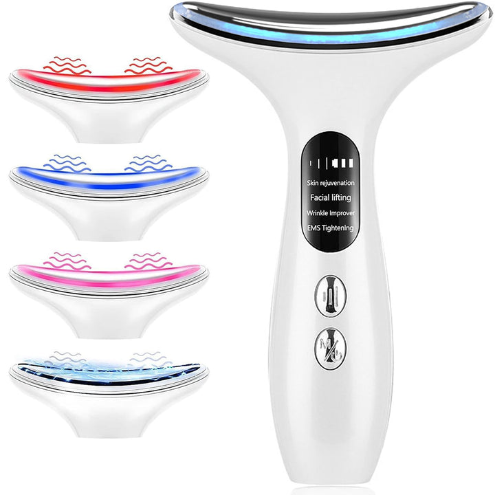 Facial massager device with red light therapy