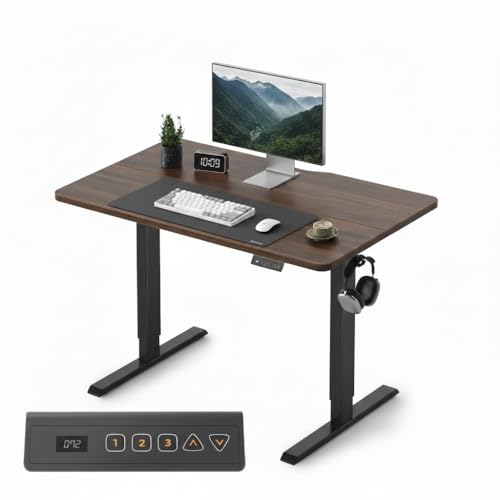 Fezibo Electric Standing Desk 100x60 cm Height Adjustable Dark Walnut Top